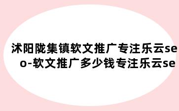 沭阳陇集镇软文推广专注乐云seo-软文推广多少钱专注乐云seo包成功