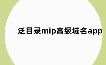 泛目录mip高级域名app