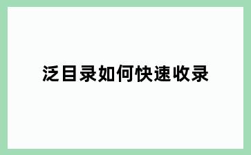 泛目录如何快速收录