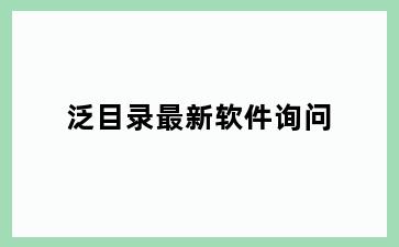 泛目录最新软件询问