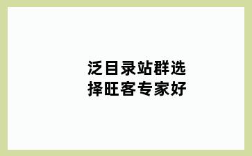 泛目录站群选择旺客专家好