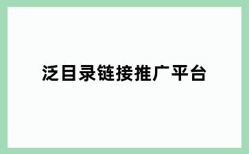 泛目录链接推广平台