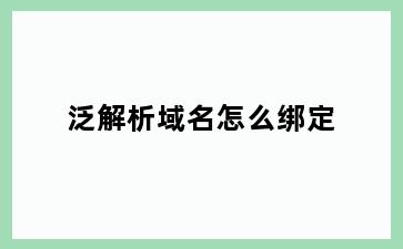 泛解析域名怎么绑定