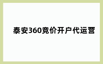 泰安360竞价开户代运营