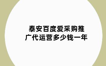 泰安百度爱采购推广代运营多少钱一年