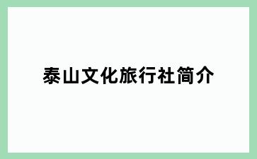 泰山文化旅行社简介