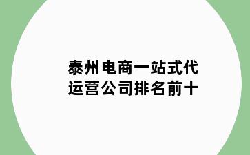 泰州电商一站式代运营公司排名前十