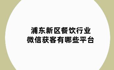 浦东新区餐饮行业微信获客有哪些平台