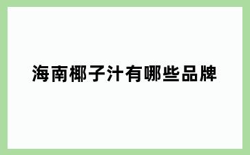 海南椰子汁有哪些品牌