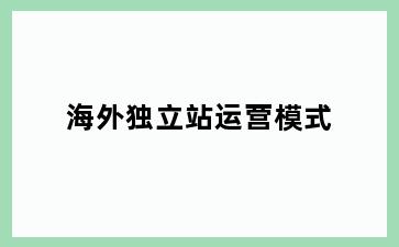 海外独立站运营模式