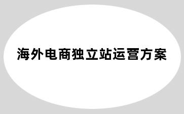 海外电商独立站运营方案