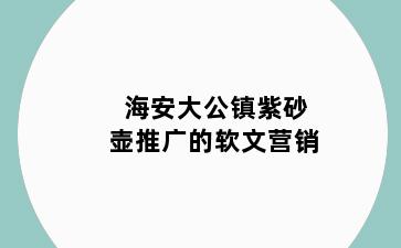 海安大公镇紫砂壶推广的软文营销