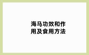 海马功效和作用及食用方法