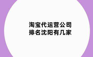 淘宝代运营公司排名沈阳有几家