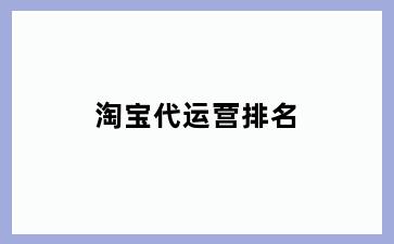 淘宝代运营排名