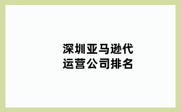深圳亚马逊代运营公司排名