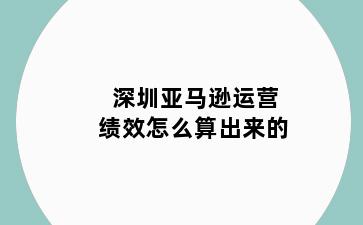 深圳亚马逊运营绩效怎么算出来的
