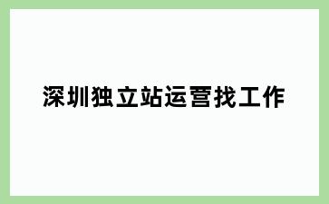 深圳独立站运营找工作