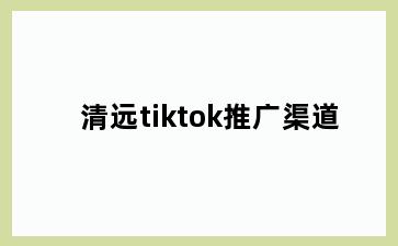 清远tiktok推广渠道