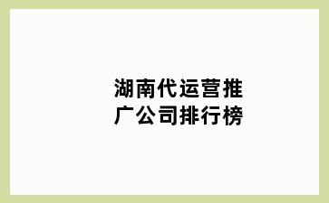 湖南代运营推广公司排行榜