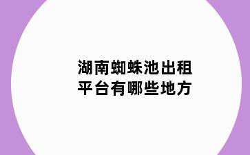 湖南蜘蛛池出租平台有哪些地方