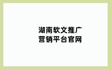 湖南软文推广营销平台官网