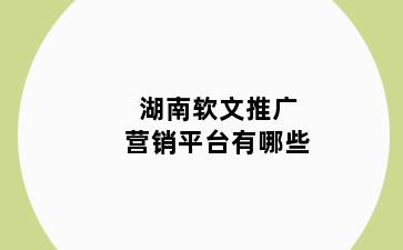 湖南软文推广营销平台有哪些