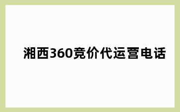 湘西360竞价代运营电话