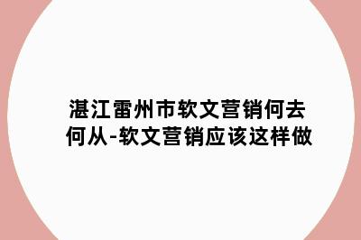 湛江雷州市软文营销何去何从-软文营销应该这样做