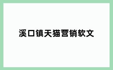 溪口镇天猫营销软文