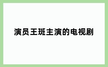 演员王斑主演的电视剧
