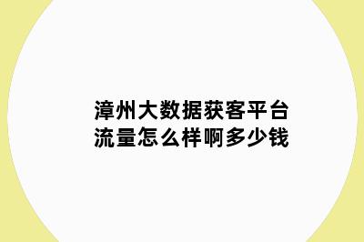 漳州大数据获客平台流量怎么样啊多少钱