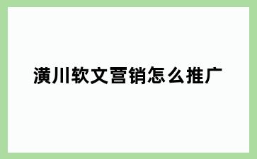 潢川软文营销怎么推广