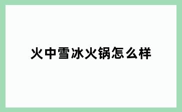 火中雪冰火锅怎么样