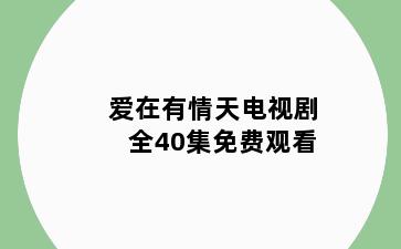爱在有情天电视剧全40集免费观看