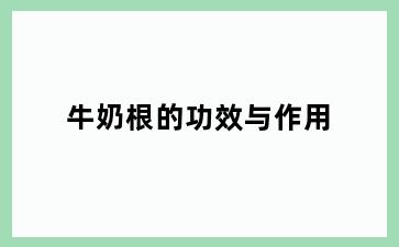 牛奶根的功效与作用