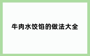 牛肉水饺馅的做法大全