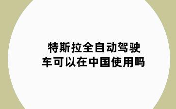 特斯拉全自动驾驶车可以在中国使用吗