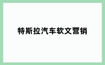 特斯拉汽车软文营销