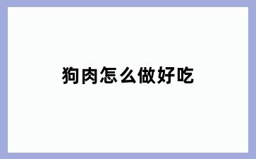 狗肉怎么做好吃