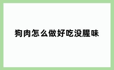 狗肉怎么做好吃没腥味