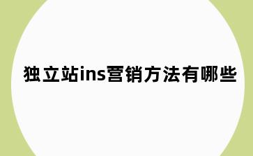 独立站ins营销方法有哪些