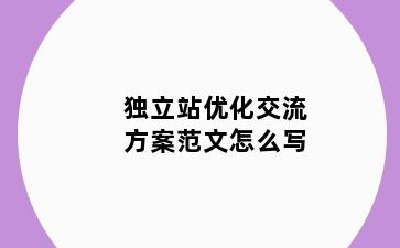 独立站优化交流方案范文怎么写
