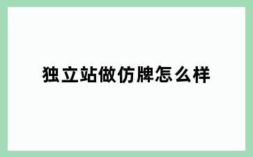 独立站做仿牌怎么样