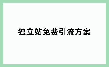 独立站免费引流方案