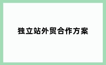 独立站外贸合作方案