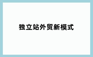 独立站外贸新模式