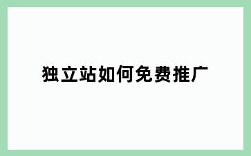 独立站如何免费推广