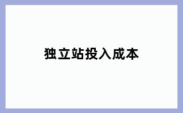 独立站投入成本