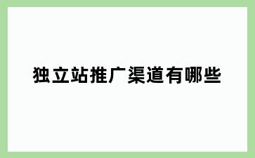 独立站推广渠道有哪些
